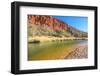 White sand at shoreline of waterhole at Glen Helen Gorge on Finke River, Australia-Alberto Mazza-Framed Photographic Print