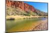 White sand at shoreline of waterhole at Glen Helen Gorge on Finke River, Australia-Alberto Mazza-Mounted Photographic Print