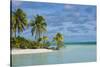 White sand bank in the turquoise waters of the Aitutaki lagoon, Rarotonga and the Cook Islands, Sou-Michael Runkel-Stretched Canvas