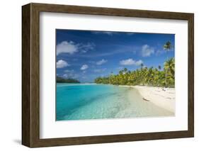 White sand bank in the turquoise waters of the Aitutaki lagoon, Rarotonga and the Cook Islands, Sou-Michael Runkel-Framed Photographic Print