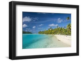 White sand bank in the turquoise waters of the Aitutaki lagoon, Rarotonga and the Cook Islands, Sou-Michael Runkel-Framed Photographic Print