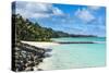 White sand beach and turquoise waters, Rarotonga and the Cook Islands, South Pacific, Pacific-Michael Runkel-Stretched Canvas