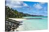 White sand beach and turquoise waters, Rarotonga and the Cook Islands, South Pacific, Pacific-Michael Runkel-Stretched Canvas