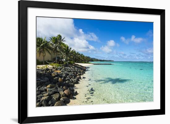 White sand beach and turquoise waters, Rarotonga and the Cook Islands, South Pacific, Pacific-Michael Runkel-Framed Photographic Print