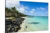 White sand beach and turquoise waters, Rarotonga and the Cook Islands, South Pacific, Pacific-Michael Runkel-Stretched Canvas