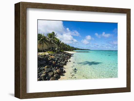 White sand beach and turquoise waters, Rarotonga and the Cook Islands, South Pacific, Pacific-Michael Runkel-Framed Photographic Print
