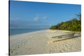 White sand beach at sunset, Ouvea, Loyalty Islands, New Caledonia, Pacific-Michael Runkel-Stretched Canvas