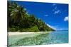 White Sand Beach in Turquoise Water in the Ant Atoll, Pohnpei, Micronesia-Michael Runkel-Stretched Canvas