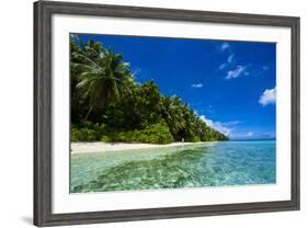 White Sand Beach in Turquoise Water in the Ant Atoll, Pohnpei, Micronesia-Michael Runkel-Framed Photographic Print