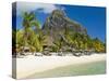 White Sand Beach of the Five Star Hotel Le Paradis, With Le Morne Brabant in Background, Mauritius-null-Stretched Canvas