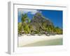 White Sand Beach of the Five Star Hotel Le Paradis, With Le Morne Brabant in Background, Mauritius-null-Framed Photographic Print