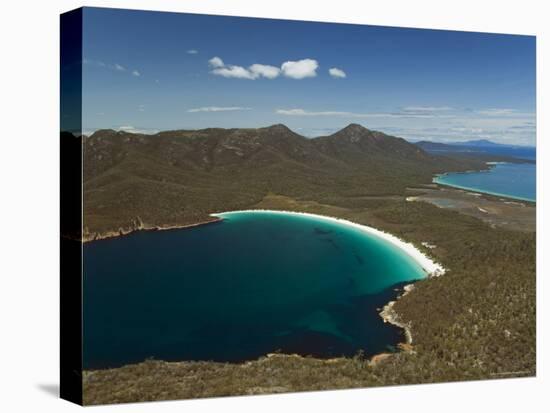 White Sand Beach of Wineglass Bay, Freycinet National Park on the Peninsula, Tasmania, Australia-Christian Kober-Stretched Canvas