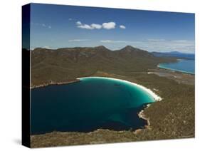 White Sand Beach of Wineglass Bay, Freycinet National Park on the Peninsula, Tasmania, Australia-Christian Kober-Stretched Canvas