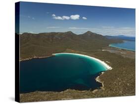 White Sand Beach of Wineglass Bay, Freycinet National Park on the Peninsula, Tasmania, Australia-Christian Kober-Stretched Canvas