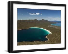 White Sand Beach of Wineglass Bay, Freycinet National Park on the Peninsula, Tasmania, Australia-Christian Kober-Framed Photographic Print