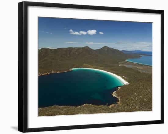 White Sand Beach of Wineglass Bay, Freycinet National Park on the Peninsula, Tasmania, Australia-Christian Kober-Framed Photographic Print