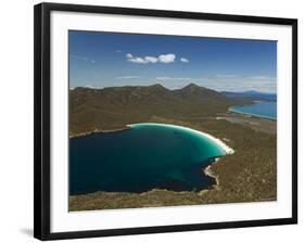 White Sand Beach of Wineglass Bay, Freycinet National Park on the Peninsula, Tasmania, Australia-Christian Kober-Framed Photographic Print