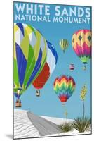 White Sands National Monument, New Mexico - Hot Air Balloons-Lantern Press-Mounted Art Print