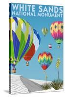 White Sands National Monument, New Mexico - Hot Air Balloons-Lantern Press-Stretched Canvas