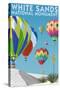 White Sands National Monument, New Mexico - Hot Air Balloons-Lantern Press-Stretched Canvas