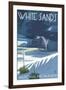 White Sands National Monument, New Mexico - Lightning Storm-Lantern Press-Framed Art Print