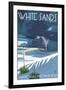 White Sands National Monument, New Mexico - Lightning Storm-Lantern Press-Framed Art Print
