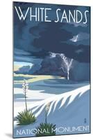 White Sands National Monument, New Mexico - Lightning Storm-Lantern Press-Mounted Art Print