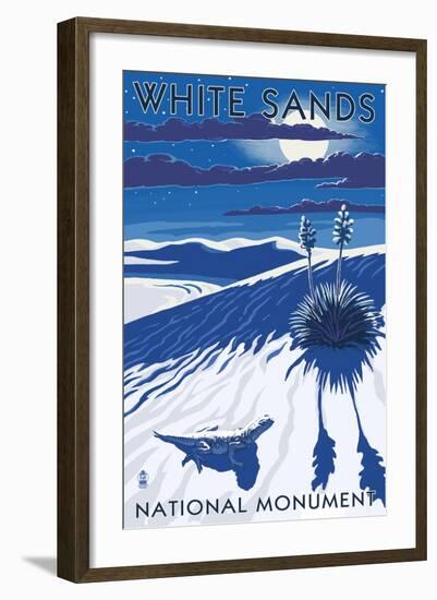 White Sands National Monument, New Mexico - Night Scene-Lantern Press-Framed Art Print