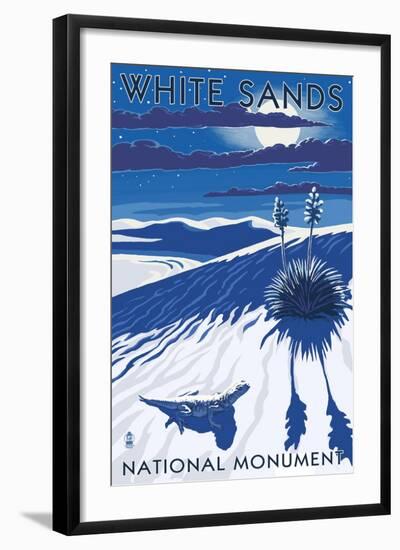 White Sands National Monument, New Mexico - Night Scene-Lantern Press-Framed Art Print