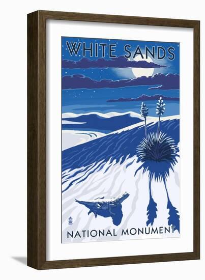 White Sands National Monument, New Mexico - Night Scene-Lantern Press-Framed Art Print