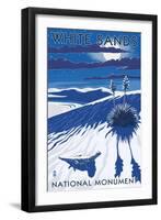 White Sands National Monument, New Mexico - Night Scene-Lantern Press-Framed Art Print