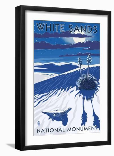 White Sands National Monument, New Mexico - Night Scene-Lantern Press-Framed Art Print