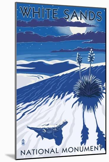 White Sands National Monument, New Mexico - Night Scene-Lantern Press-Mounted Art Print