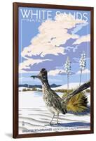 White Sands National Monument, New Mexico - Roadrunner-Lantern Press-Framed Art Print