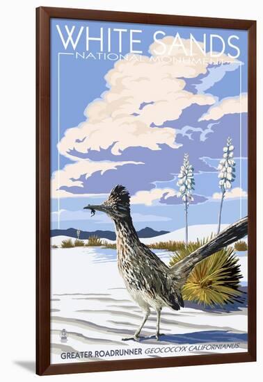 White Sands National Monument, New Mexico - Roadrunner-Lantern Press-Framed Art Print