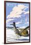 White Sands National Monument, New Mexico - Roadrunner-Lantern Press-Framed Art Print