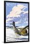 White Sands National Monument, New Mexico - Roadrunner-Lantern Press-Framed Art Print