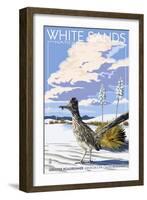 White Sands National Monument, New Mexico - Roadrunner-Lantern Press-Framed Art Print