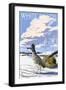 White Sands National Monument, New Mexico - Roadrunner-Lantern Press-Framed Art Print