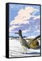 White Sands National Monument, New Mexico - Roadrunner-Lantern Press-Framed Stretched Canvas