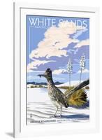 White Sands National Monument, New Mexico - Roadrunner-Lantern Press-Framed Art Print