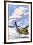 White Sands National Monument, New Mexico - Roadrunner-Lantern Press-Framed Art Print