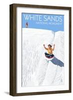 White Sands National Monument, New Mexico - Sledding on Sand-Lantern Press-Framed Art Print