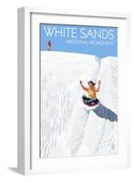 White Sands National Monument, New Mexico - Sledding on Sand-Lantern Press-Framed Art Print