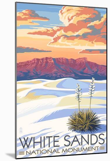 White Sands National Monument, New Mexico - Sunset Scene-null-Mounted Poster