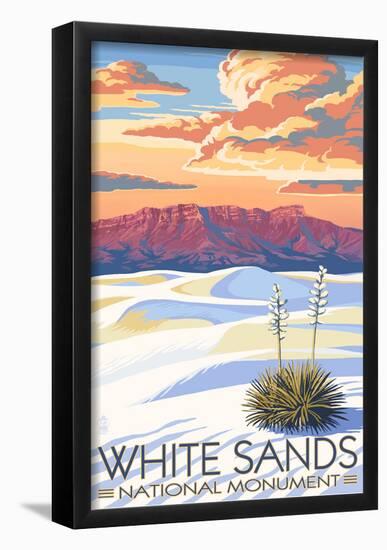 White Sands National Monument, New Mexico - Sunset Scene-null-Framed Poster