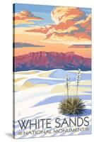 White Sands National Monument, New Mexico - Sunset Scene-Lantern Press-Stretched Canvas