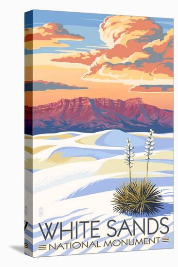 White Sands National Monument, New Mexico - Sunset Scene-Lantern Press-Stretched Canvas