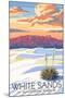 White Sands National Park, New Mexico - Sunset Scene - Lantern Press Artwork-Lantern Press-Mounted Art Print