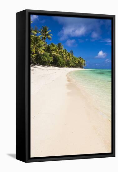 White Sandy Beach and Palm Trees on Tropical Rarotonga Island, Cook Islands, South Pacific, Pacific-Matthew Williams-Ellis-Framed Stretched Canvas